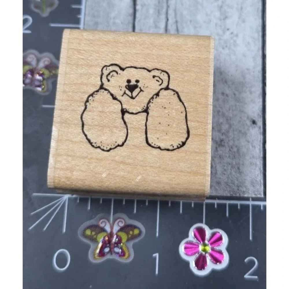 Dots Floppy Teddy Bear C129 1989 Rubber Stamp Wood #Q19